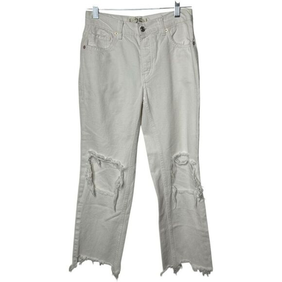 We The Free White Maggie Jeans Size 25 100% Cotton Cropped Bootcut Classic - Picture 1 of 11